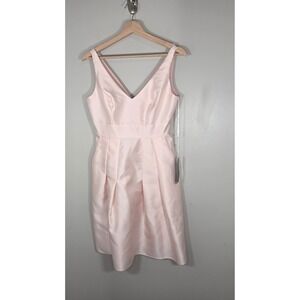 Alfred Sung Blush Pink Dress Size 4 NWT Fit Flare Bridesmaid Wedding Pocket D768
